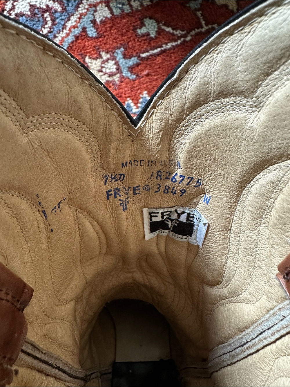 Vintage Frye 3849 Western Cowboy Boot—7.5—Made in the USA—Brown Leather—Cognac - Picture 8 of 8